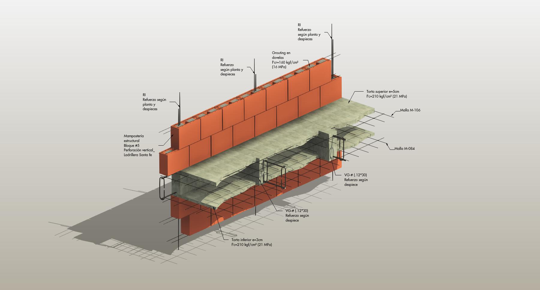 Isométrico losa aligerada